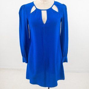Nordstrom XS Silk Long Sleeve Dress Blue